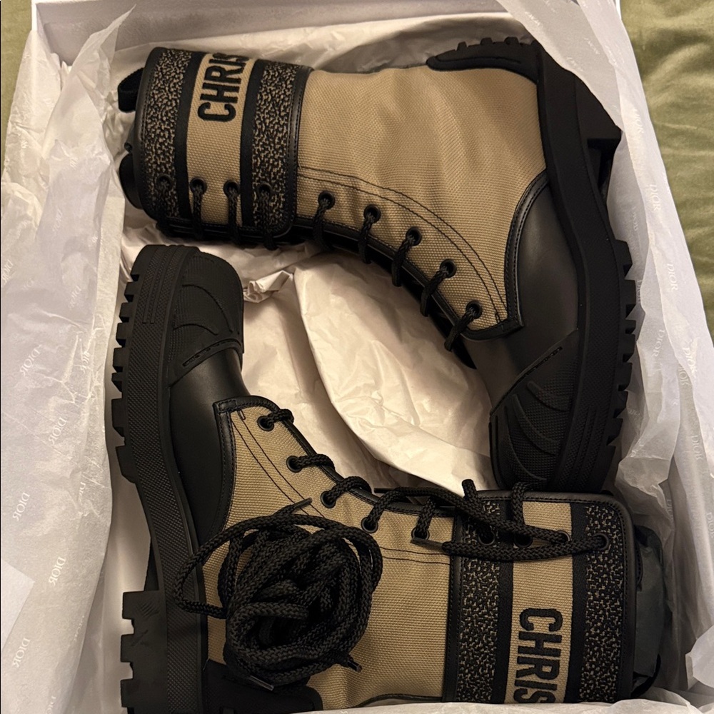 Dior Black and Taupe D-Major Boots